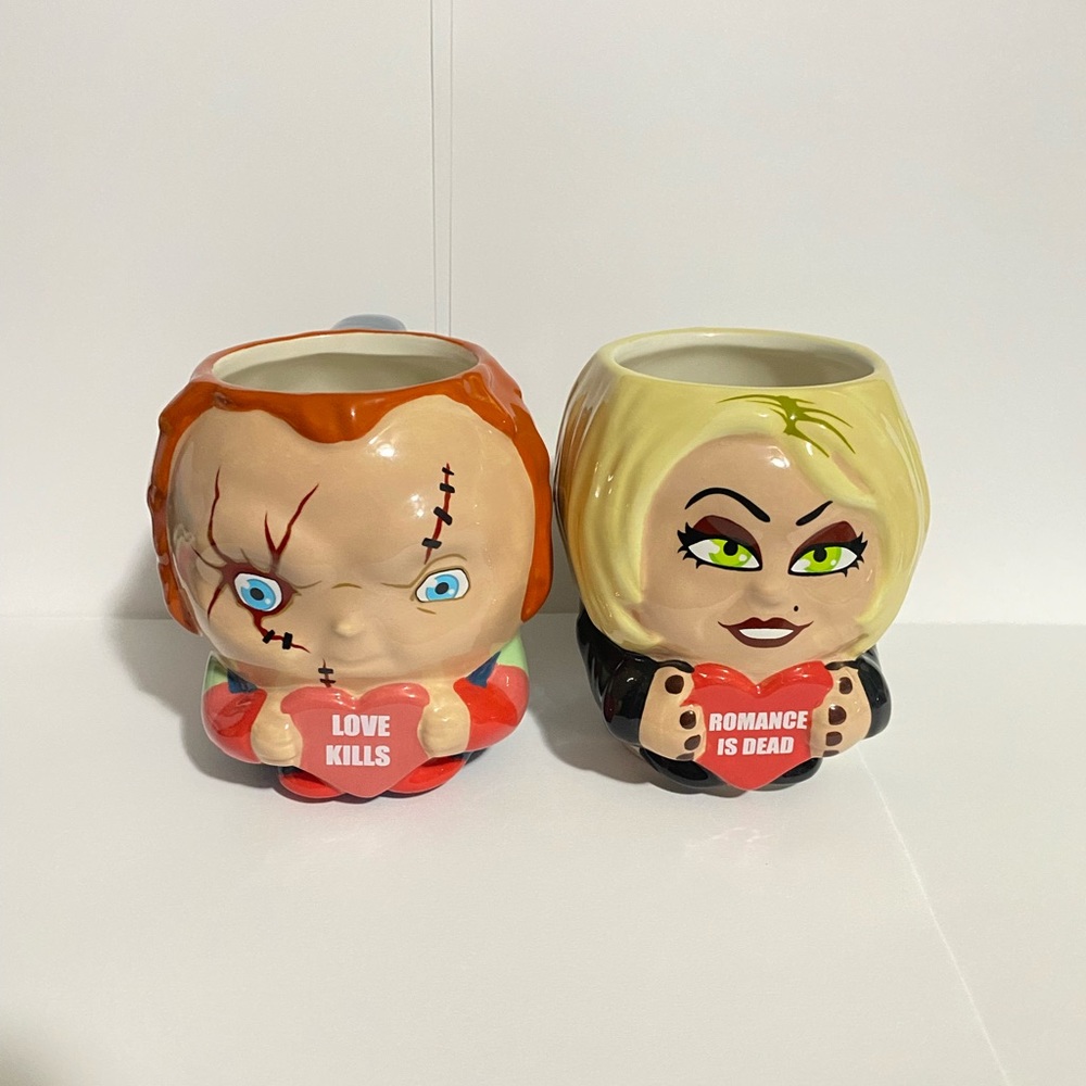 2023 Chucky Mug " Love Kills" & Tiffany mug “Romance Is Dead Valentines …